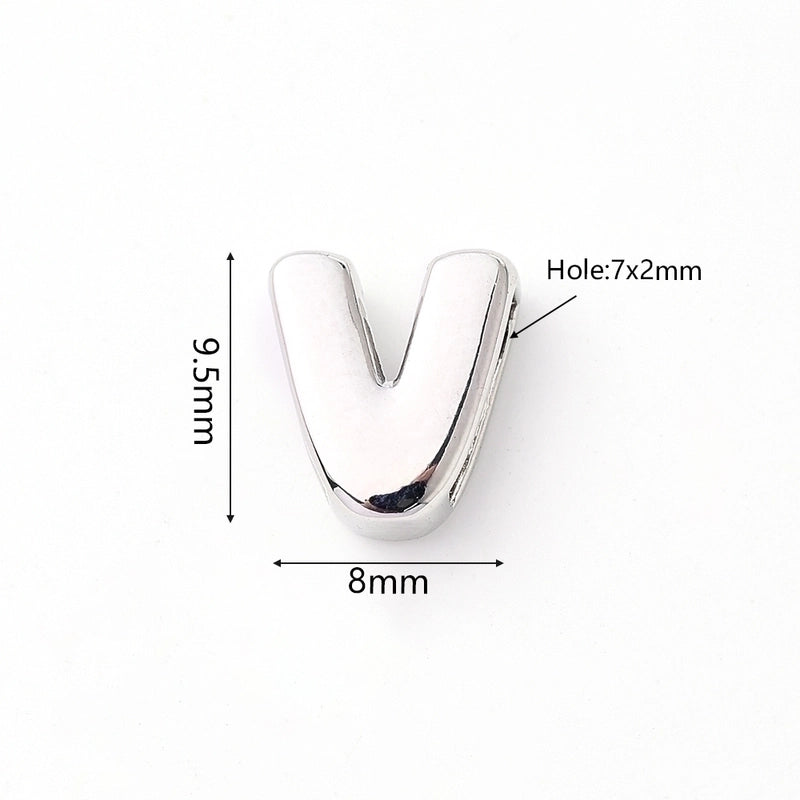 1 Pc/Package 9.5x6mm 9.5×7.5mm 9.5x8mm 7x2mm Copper White Gold Plated Letter Bubble Polished Beads