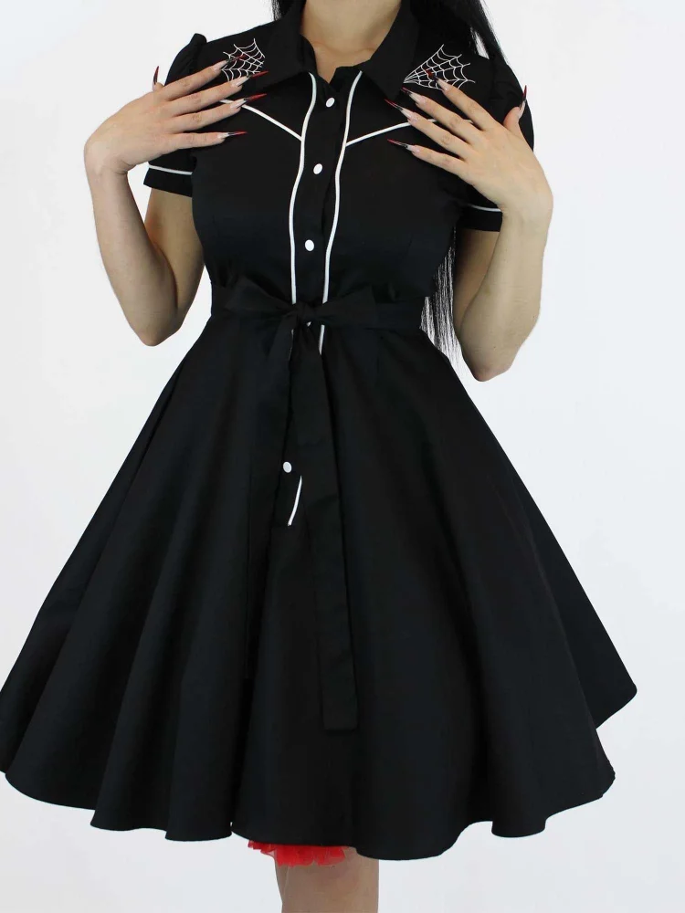 Western Spider Web Shirt Dress