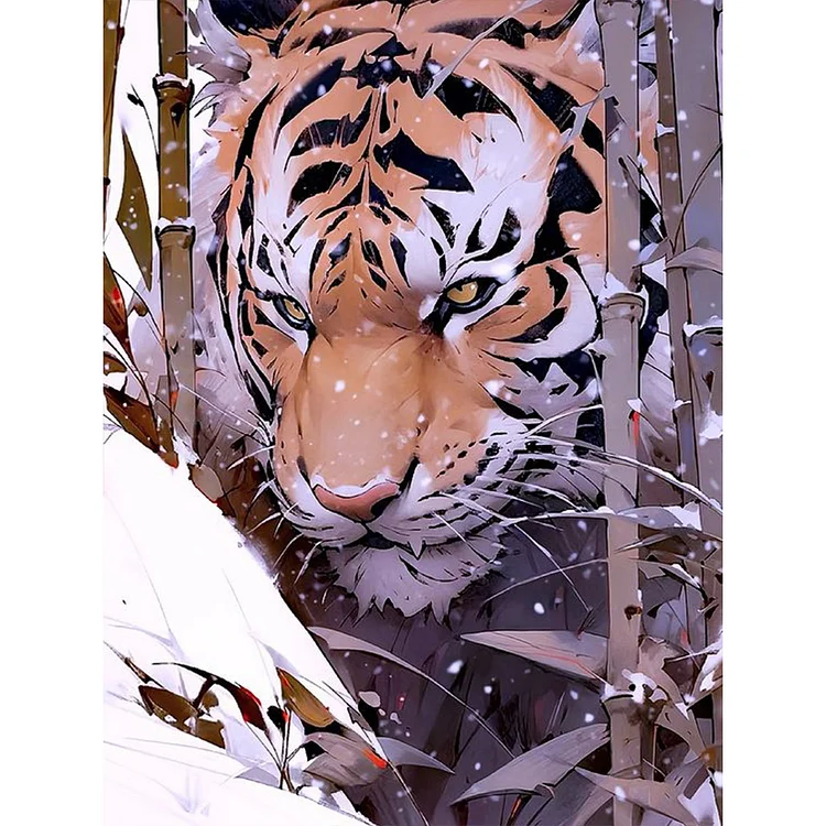 Full Round Diamond Painting - Tiger In Snow 30*40CM
