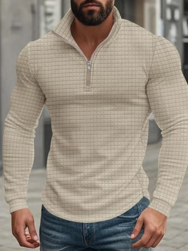 Herren Sweatshirt mit Stehkragen, Halbzip und Langarm