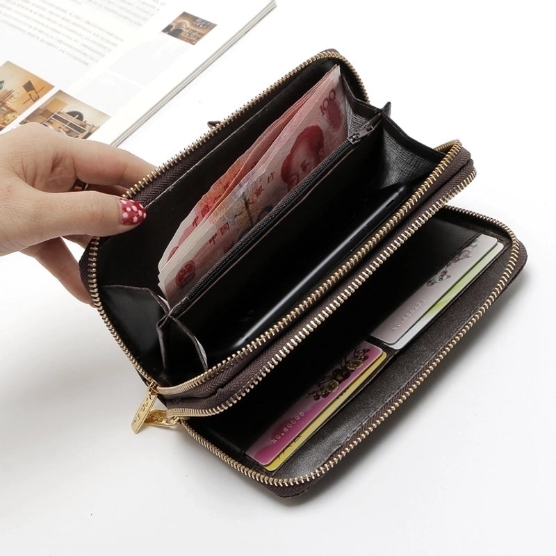 Fashion Stone Pattern Long Double Zipper Wallet