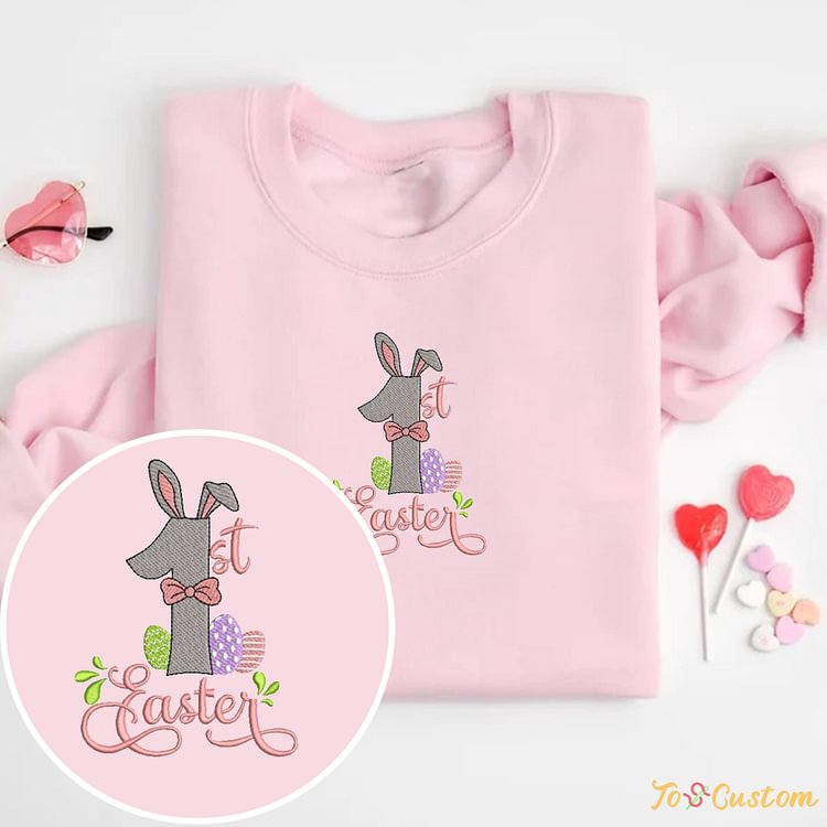 TOSCUSTOM™ My 1st Easter Bunny Embroidered Sweatshirt Personalised Gift