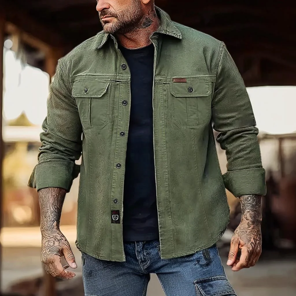 Men's Military Green Utility Jacket-inspireuse