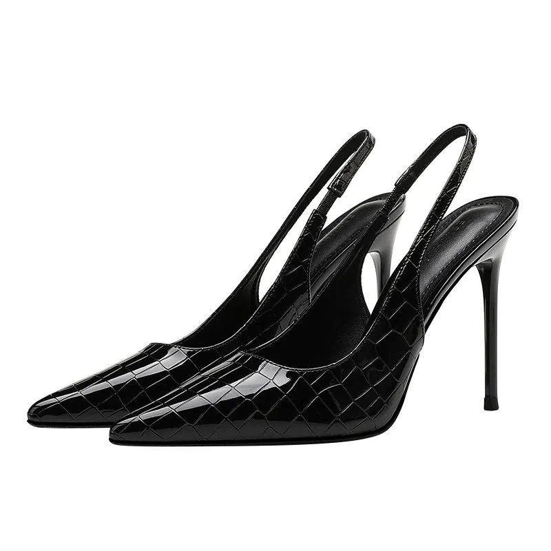 Breakj Breakj Crocodile Pattern Sexy Fine Heel Single Shoes 2025 New Female Sharp Head Light Black Beautiful Temperament High Heel Shoes