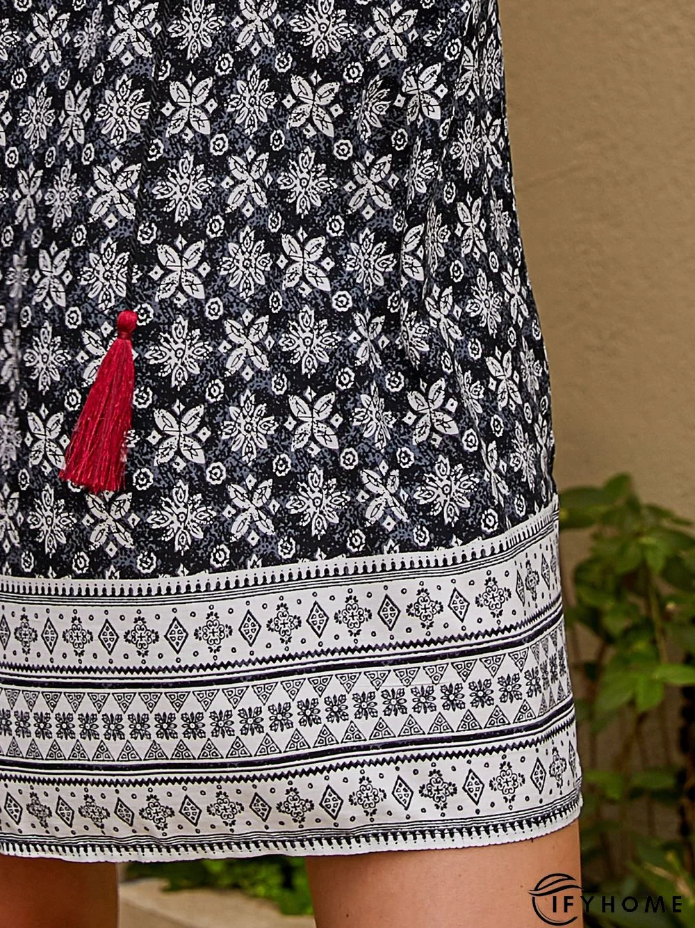 Half Sleeve Floral-Print Weaving Dress | IFYHOME