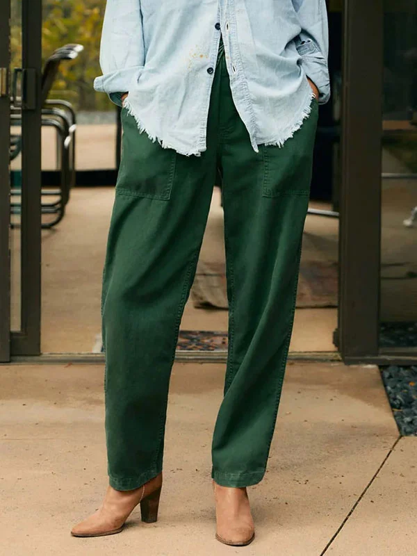 simple solid color cotton linen women's pants