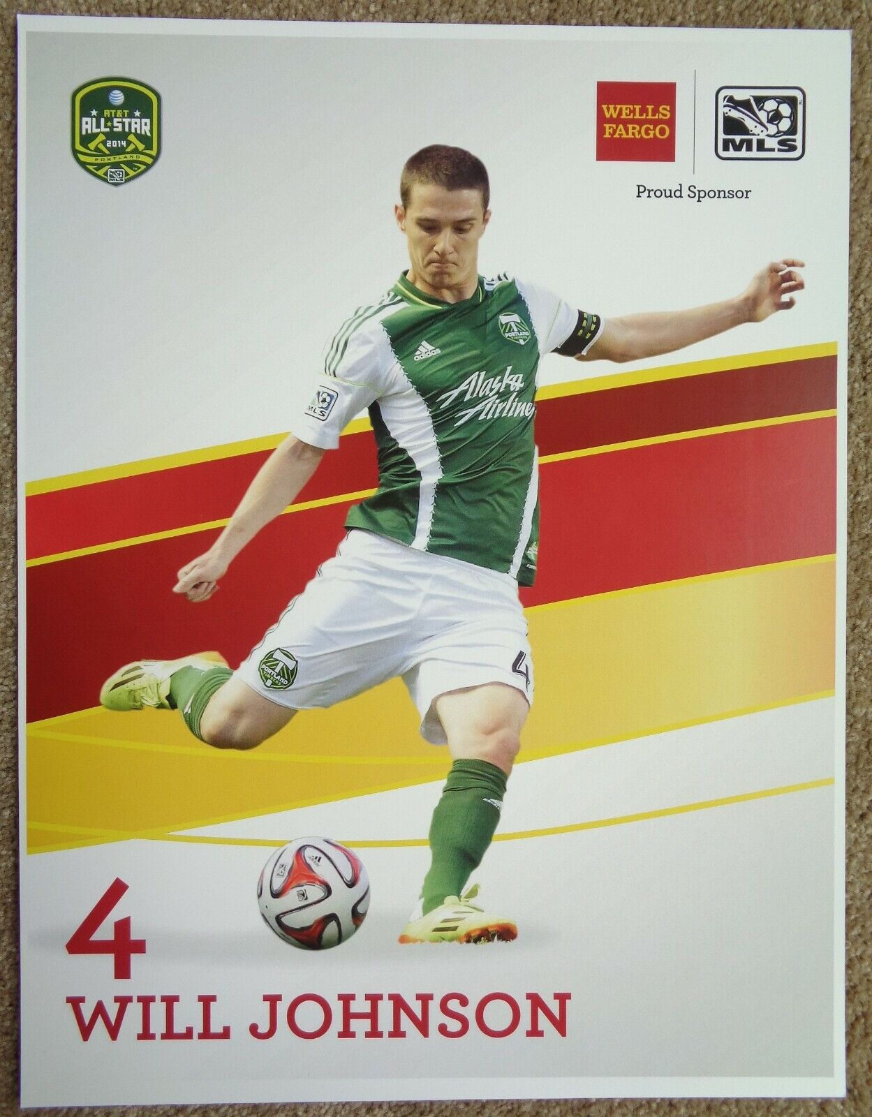 WILL JOHNSON 2014 POSTER Soccer MLS All-Star Game Portland Timbers