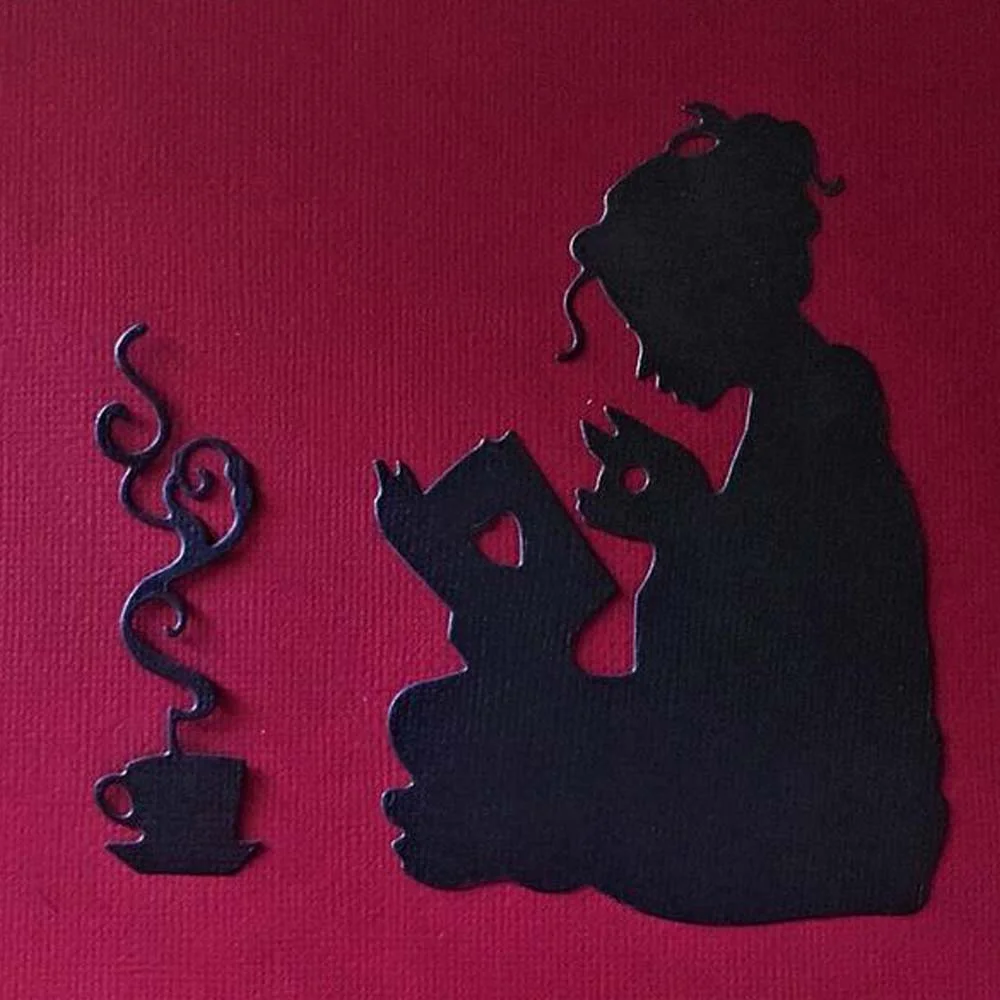 Nigikala Cutting Dies Girl reading book Crafts Stencil For DIY Scrapbooking Paper/photo Cards Making Embossing Die