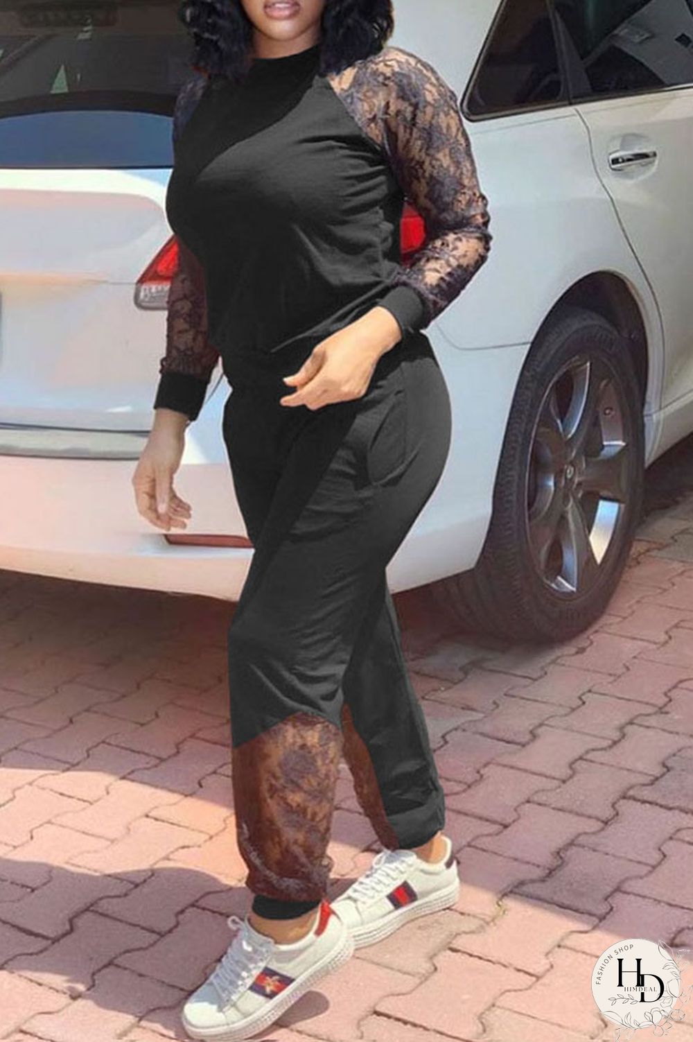 rose red Polyester Casual Solid Regular Long Sleeve Two Pieces