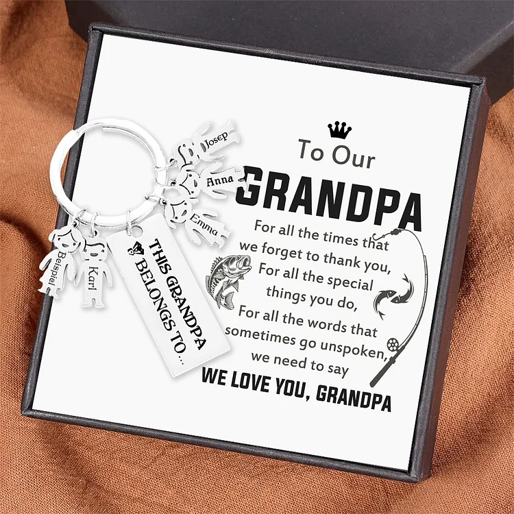 5 Names-Personalized Grandpa Kids Charms Keychain Gift Set-Custom Special Keychain Gift For Grandpa-We need to Say We Love You