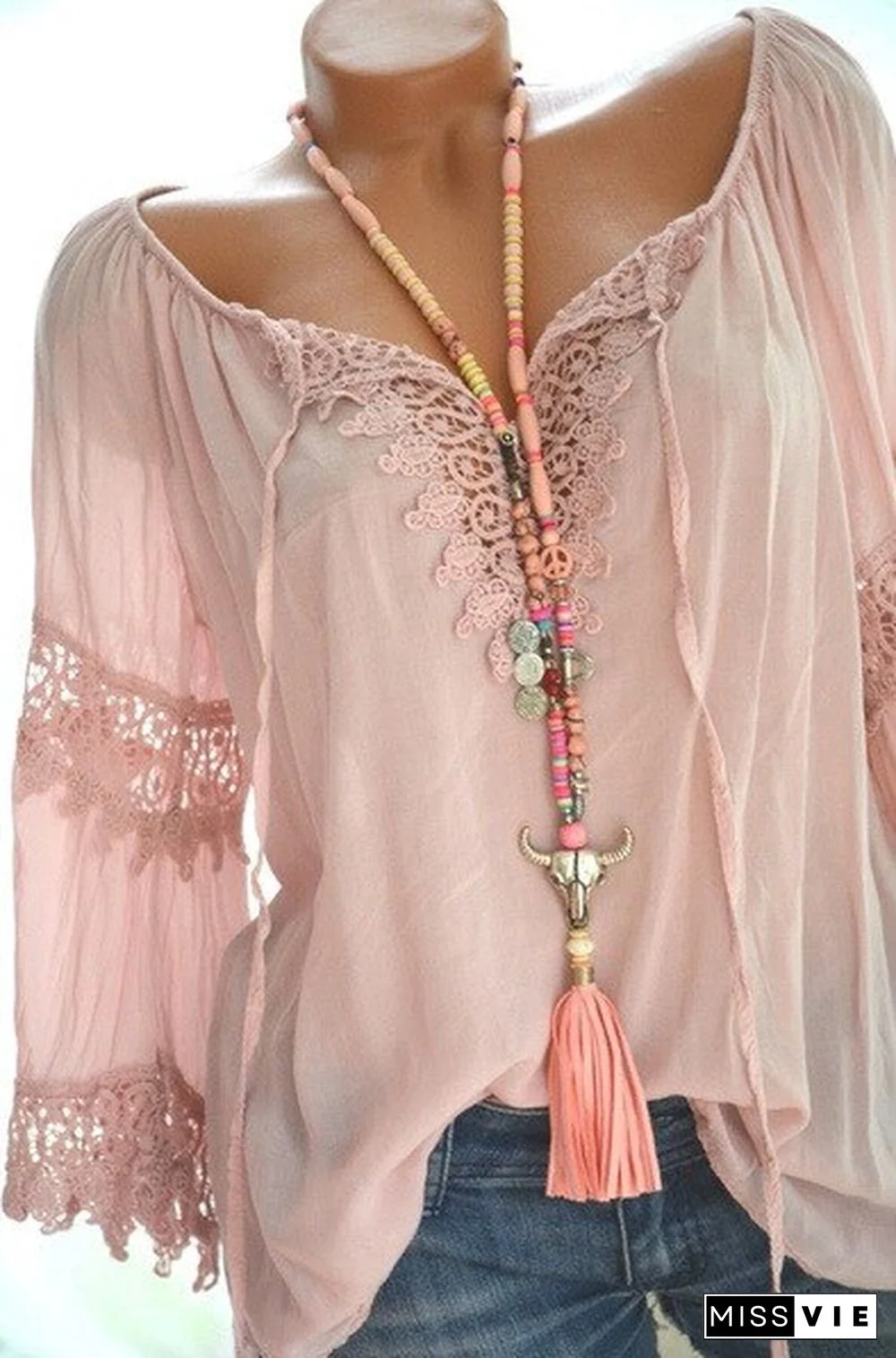 High Quality Large Size Loose Women Blouses Summer Blouses Lace Top Fashion Casual V-Neck Long Sleeve Women Shirts