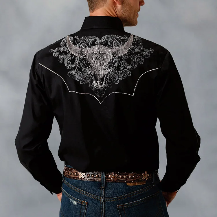 Men's fashion casual retro western style shirt