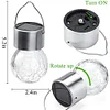 LED Solar Lamp Cracked Glass Ball Hanging Lights Waterproof Garden Decor