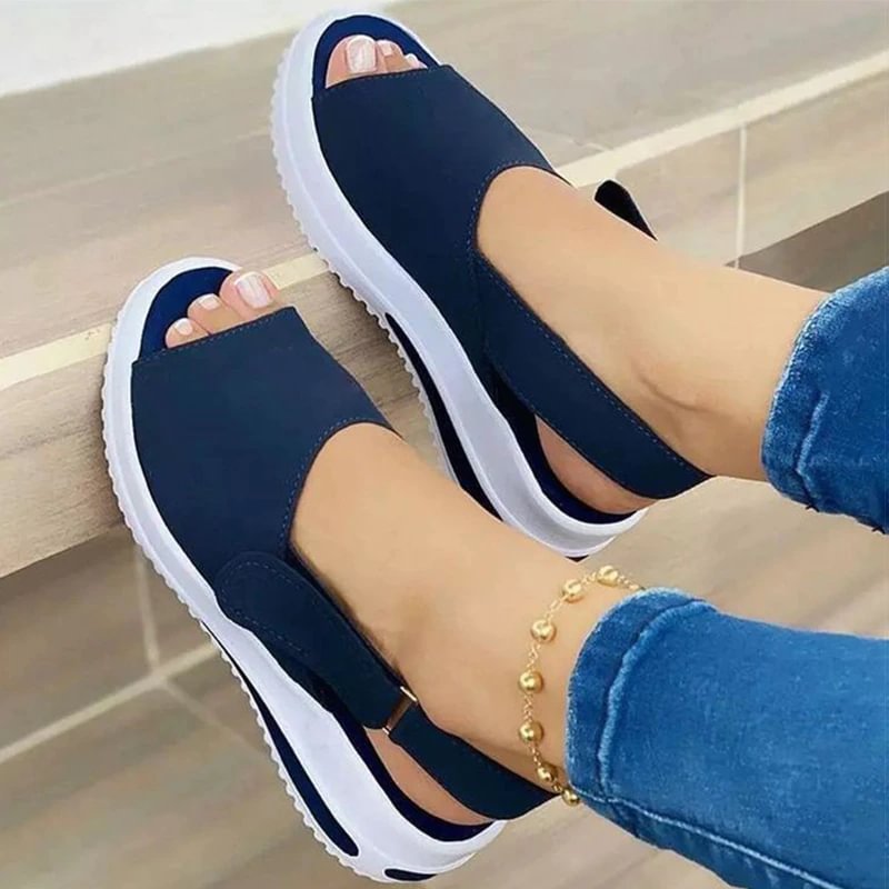 Qengg Women Vulcanize Shoes Comfort Casual Outdoor Light Beach Sandals Fish Mouth Fashion Platform Wedges Zapatillas De Mujer