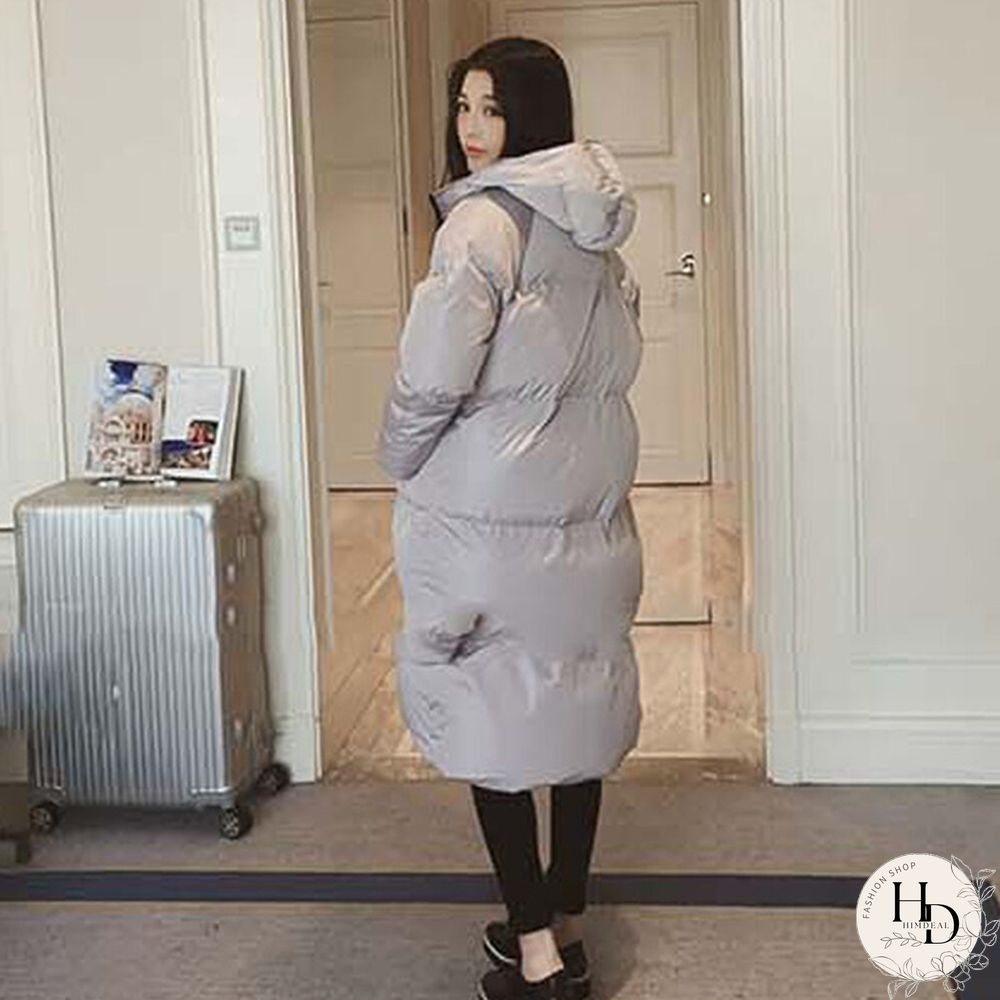 Women Loose Puffer Long Coat Parka Jacket Hooded Oversized Winter Outerwear