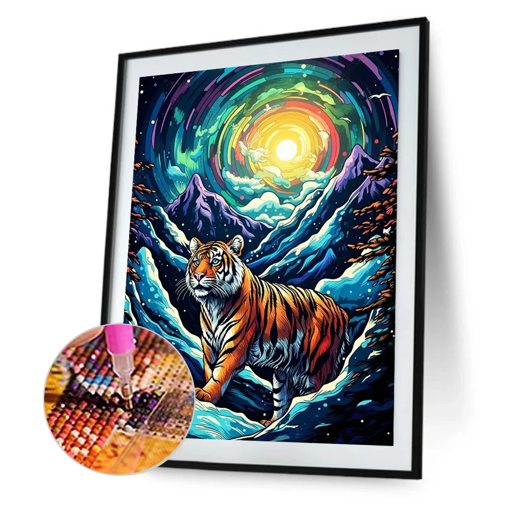 Diamond Painting - Full Round Drill - Abstract Tiger(Canvas|30*40cm)