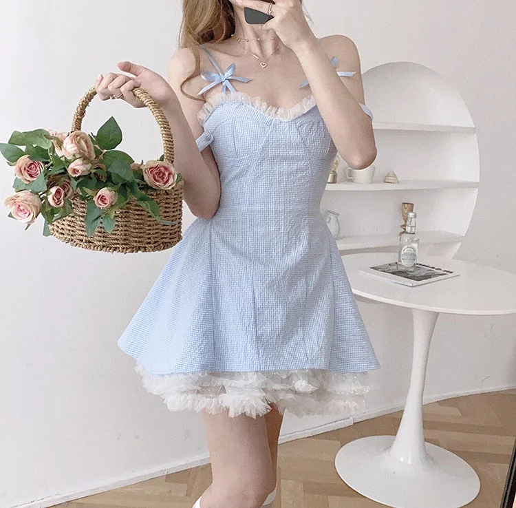 Harajuku Kawaii Powder Blue Puffy Dress BE1008