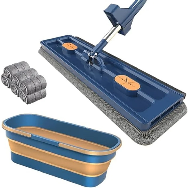 SAKER&reg; Large Flat Mop and Scalable Bucket with Wheels