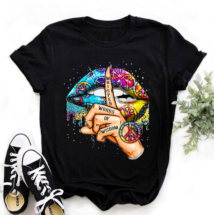 Women Tops O Neck Sexy Black Tees Kiss Lip Funny Summer Female Soft T-Shirt Lips Watercolor Graphic T-Shirt Top9180 - Life is Beautiful for You - SheChoic