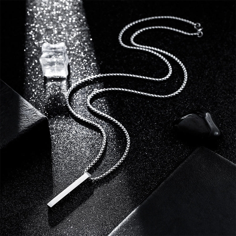 Titanium Steel Necklace Male Personality Column Design Stainless Steel Pendant Hip Hop Accessories New Jewelry Accessories Sweater Chain4