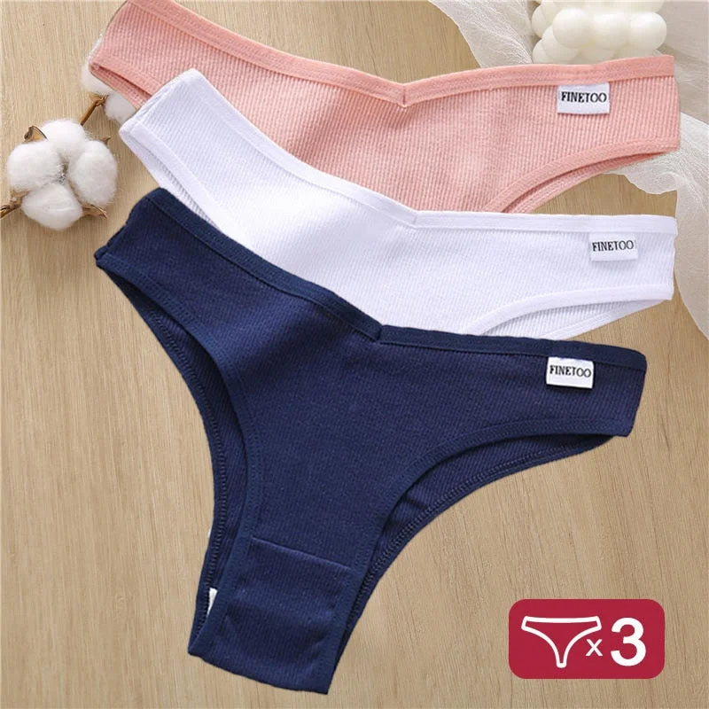 3PCS/Set Cotton Lingerie Panties Sexy Underwear Women Briefs Tangas Female Underpants Pantys Thong Panties Bikini Solid 6 Color