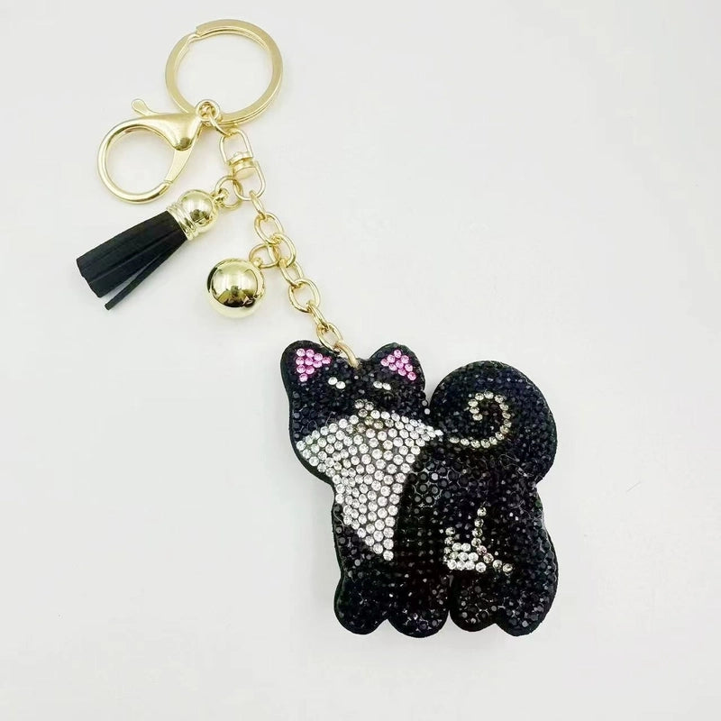 Cute Dog Pu Leather Diamond Women’s Keychain