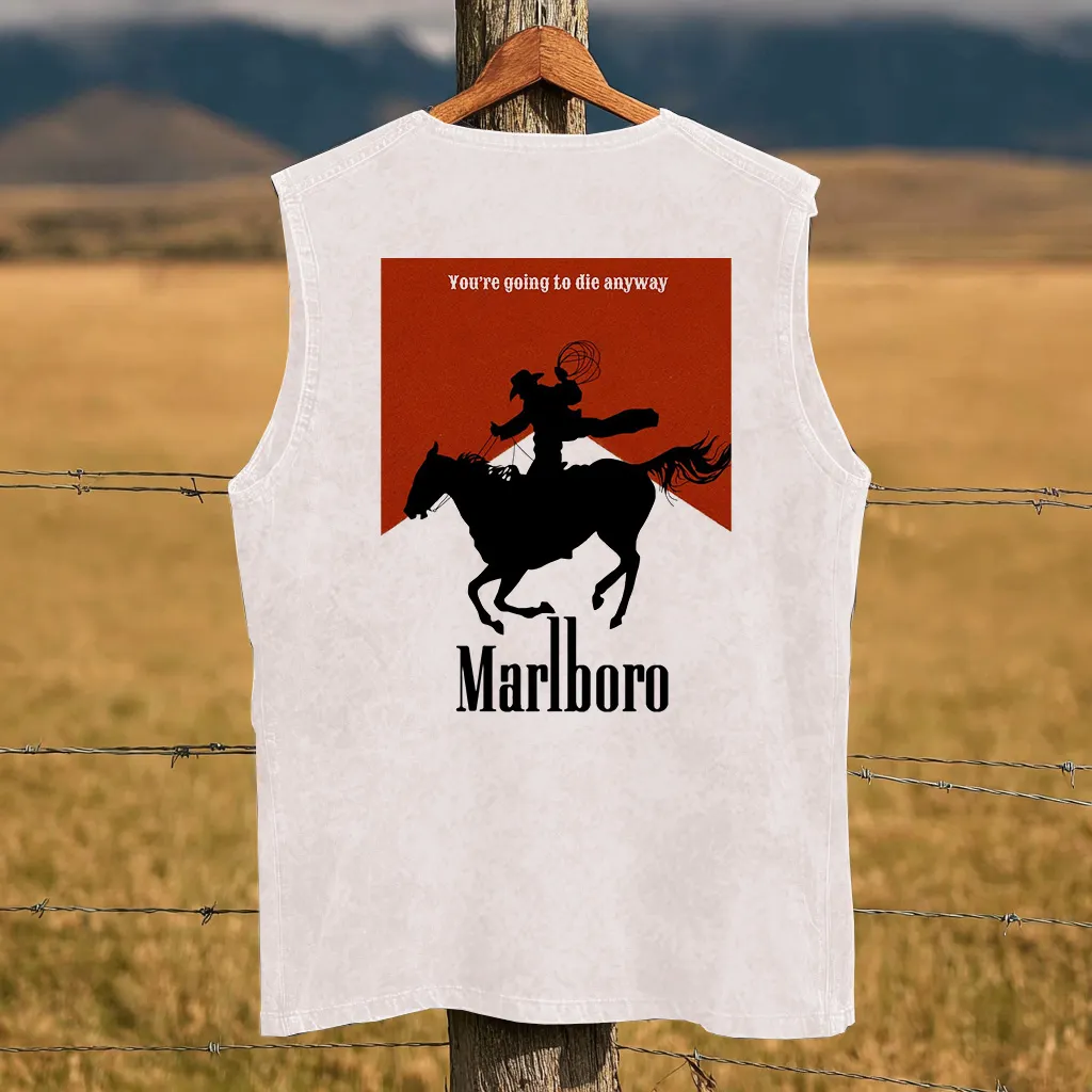 Western Cowboy Graphic Washed Vest