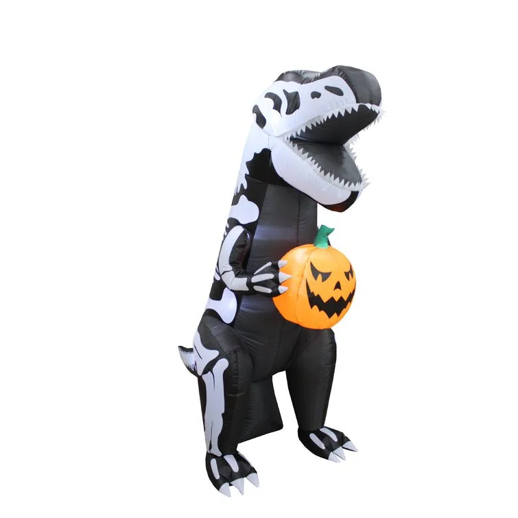 Skeleton Dinosaur with Pumpkin Yard Halloween Inflatable