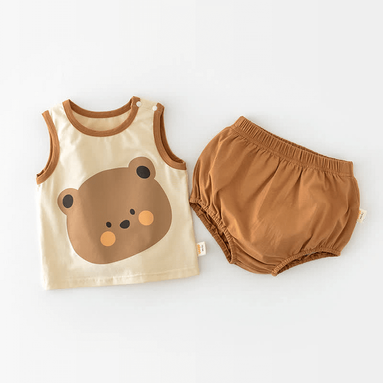 Baby Bear Patch Tank Top and Bloomers Set
