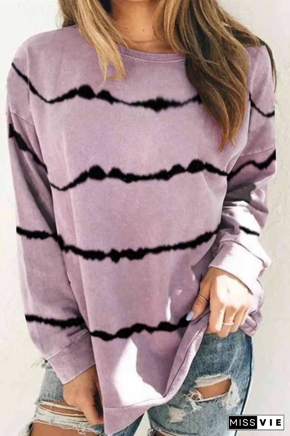 Tie-dye Striped Print Top