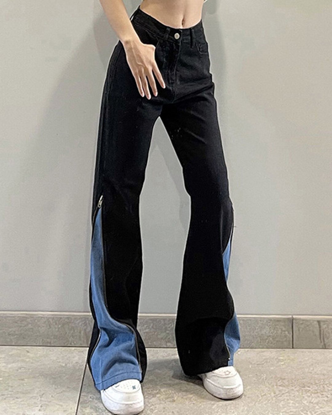 Fashionv-Color Block Casual Stretch Women's Straight Jeans