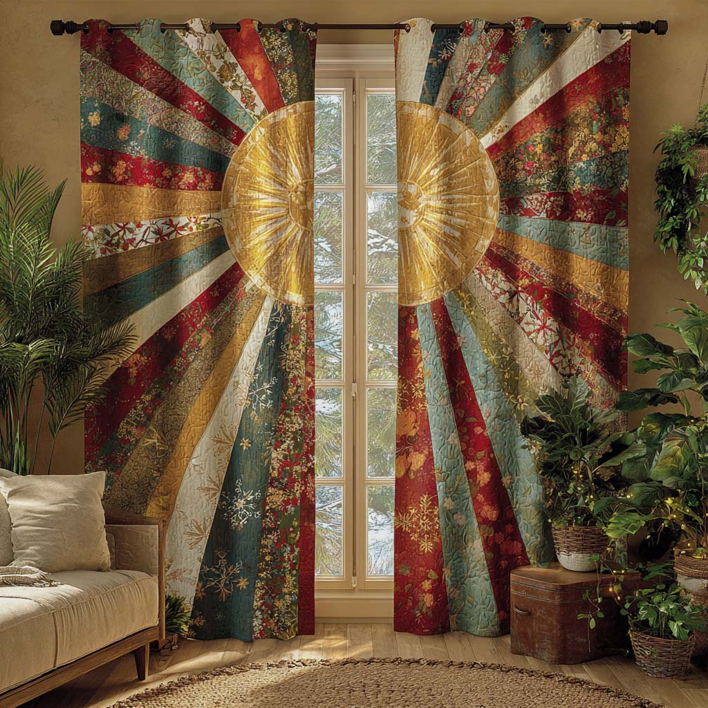 Floral Sunburst Glow Printed Quilted  Curtains NCU0XD2042