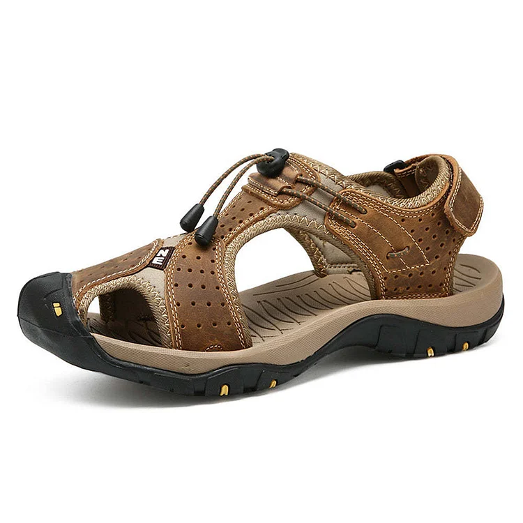 Stunahome™ Men's Leather Closed Toe Hiking Sports Sandals  Stunahome.com