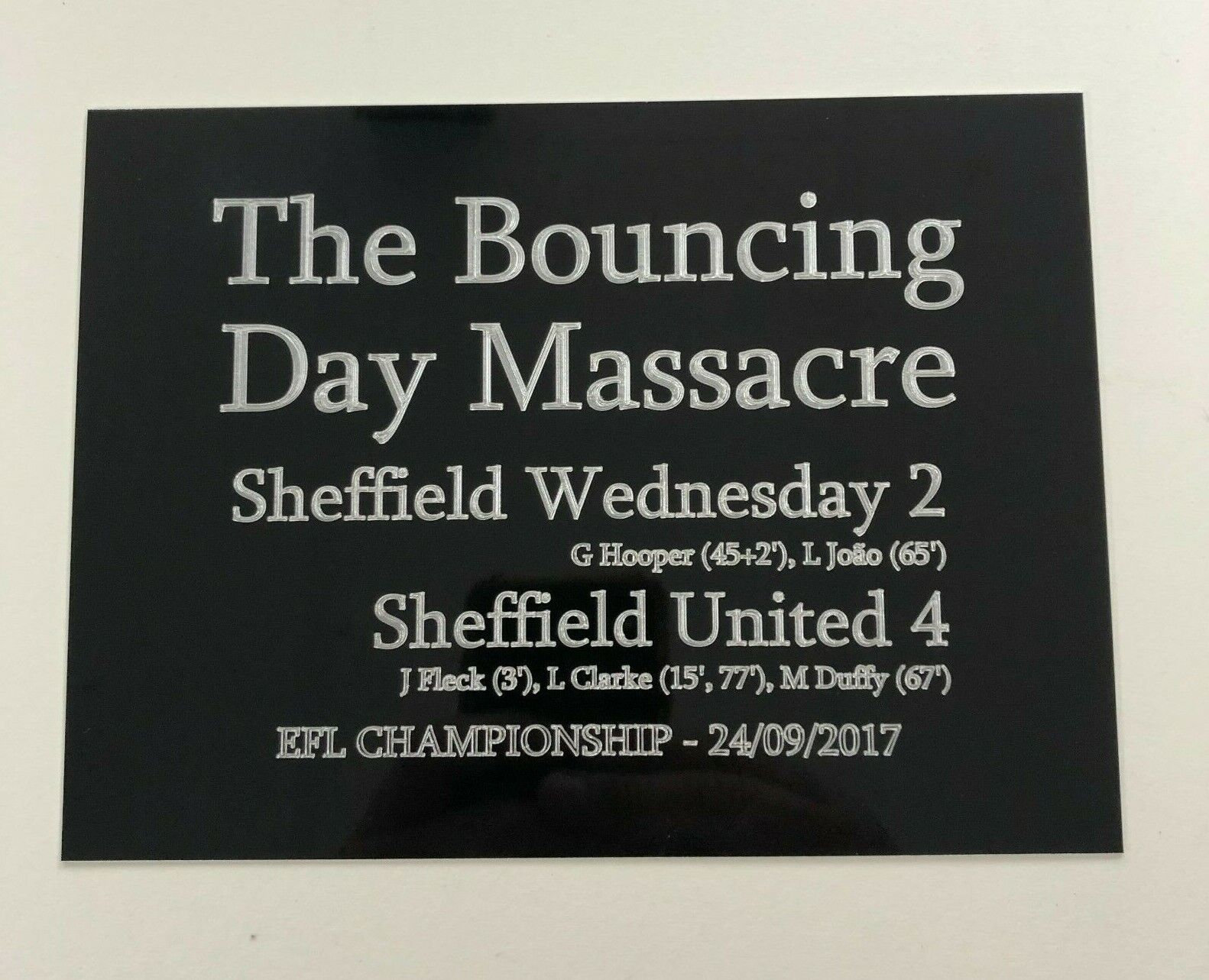 The Bouncing Day Massacre - 190x140mm Engraved Plaque for Signed SUFC Photo Poster paintings