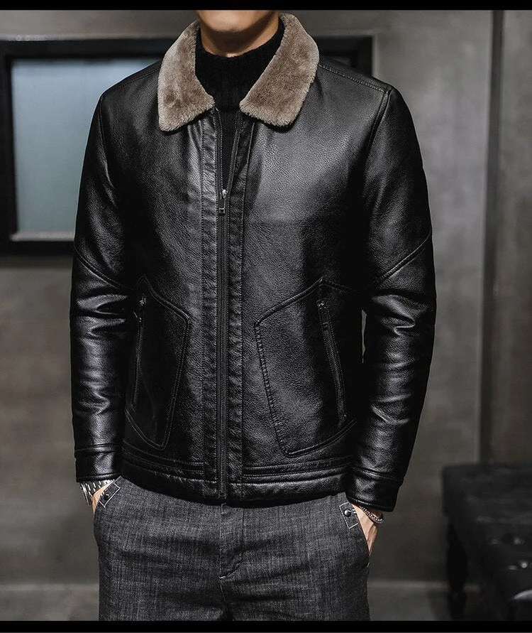 Winter Leather Jacket Men Coats 4XL Brand High Quality PU Outerwear Men Faux Fur Male Fleece Velvet Thick Warm Leather Jackets