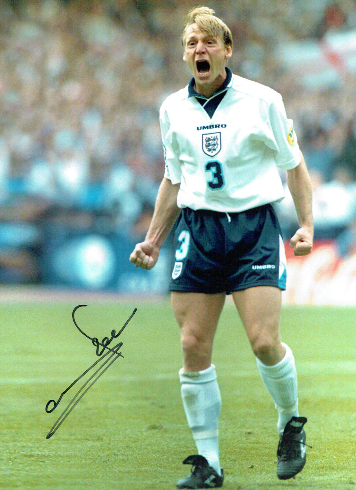 Stuart PEARCE Signed Autograph 16x12 England Euro 1996 CLASSIC Photo Poster painting AFTAL COA