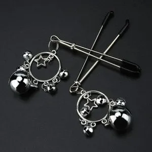 pornhint Pornhint Nipple clamps with bell, weighted nipple clamps, bondage nipples, adjustable nipple clamps, fetish nipple clamp body jewellery non piercing
