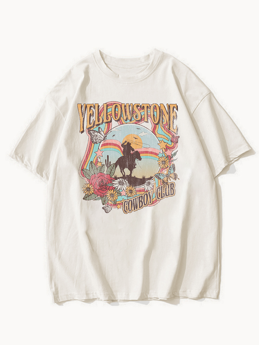 Oversized Yellowstone Cowboy Club Vintage T-Shirt ctolen