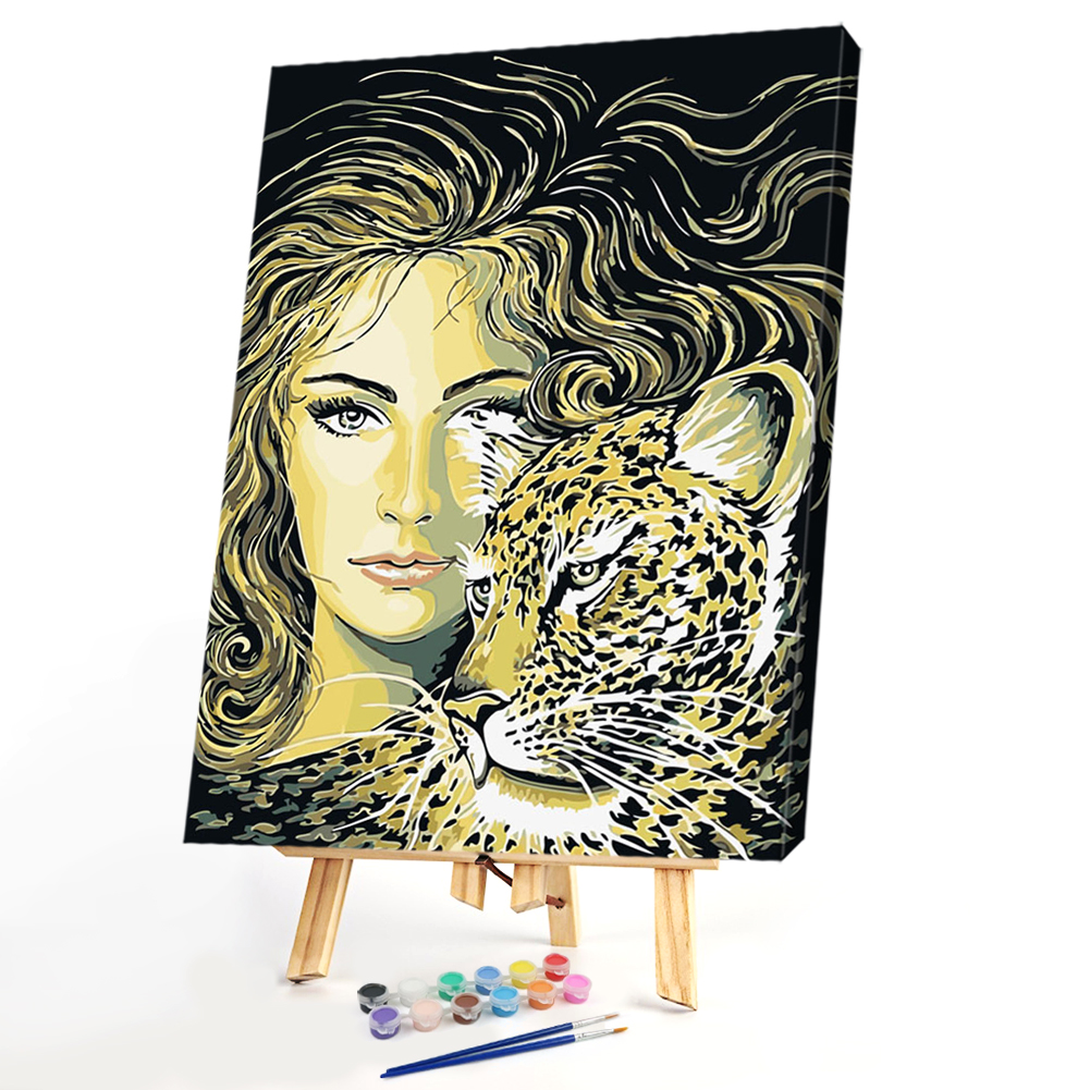 

40x50cm - Paint By Numbers Leopard Woman, 501 Original