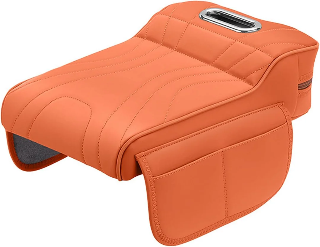 Memory Foam Car Armrest,Vehicle Armrest Box,Car Armrest Storage Cover,Arm Rest Cushion Booster Pad Center Console Cover (Orange)