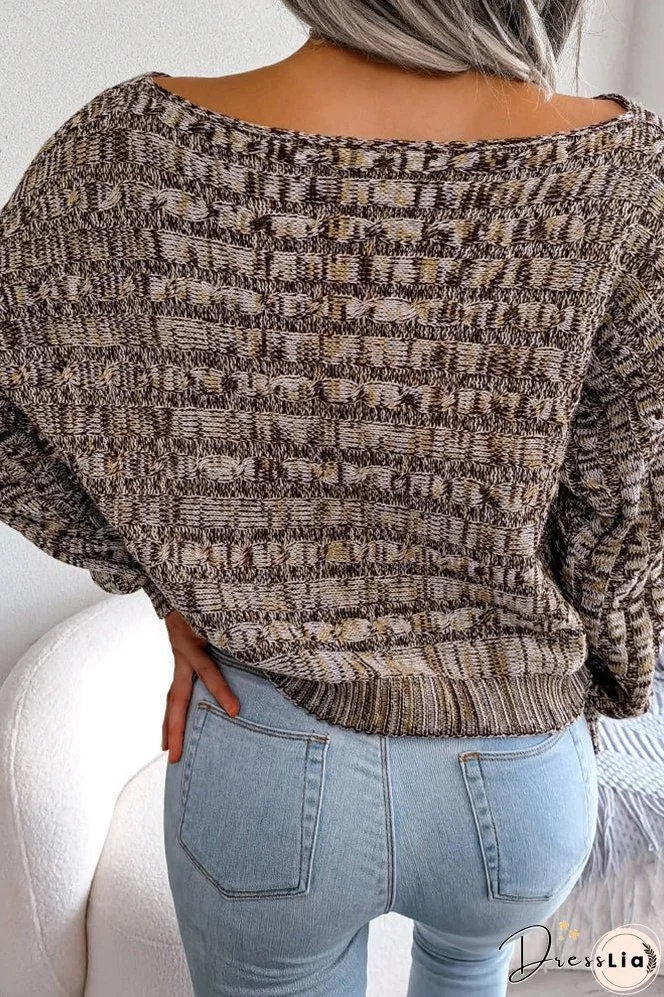 Cable Knit Wide Shoulder Short Length Sweaters Top