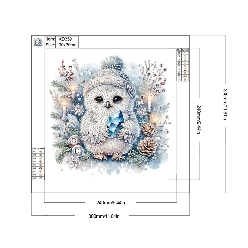 Diamond Painting - Partial Special Shaped Drill - Winter Owl(Canvas|30*30cm)
