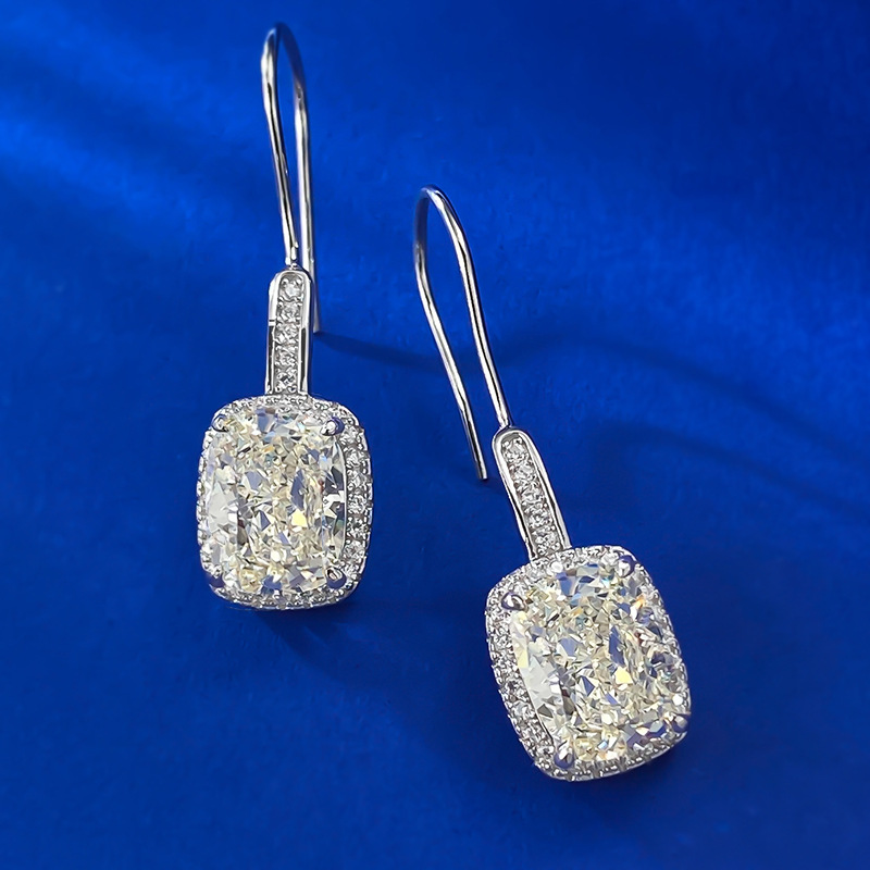 MIKAMU Jewelry S925 Silver 7*9mm High Carbon Diamond Earrings - Noble Elegance with Micro-Set Diamond Ear Hooks