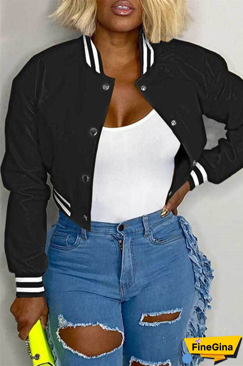 Black Casual Solid Patchwork Conventional Collar Outerwear