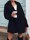 Urban Loose Solid Color Plush Lapel Collar Warm Coat