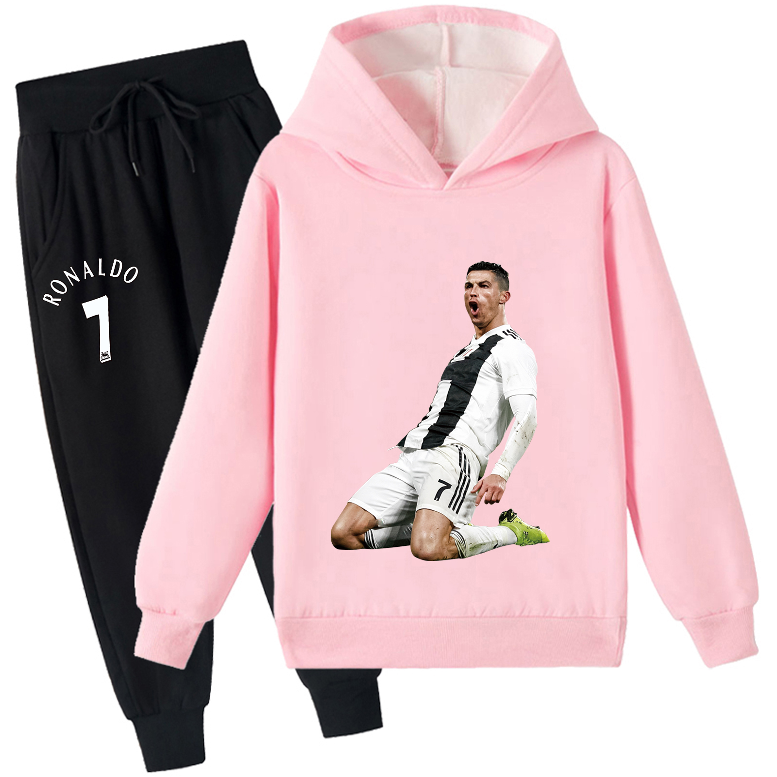 Mayoulove Cristiano Ronaldo Fleece Hoodie Set for Boys  Girls - Trendy Sportswear, Perfect for Young Fans-Mayoulove