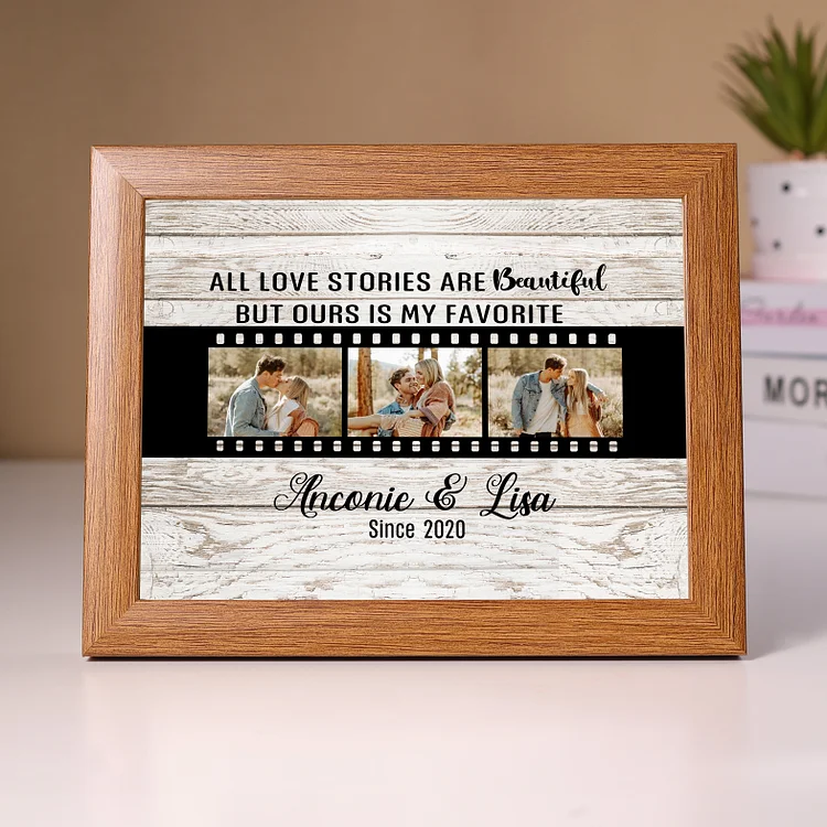 Personalized Couple Photos Frame Custom 2 Names & Date Frame Anniversary Gift For Him/Her - All Love Stories Are Beautiful, But Ours Is My Favorite