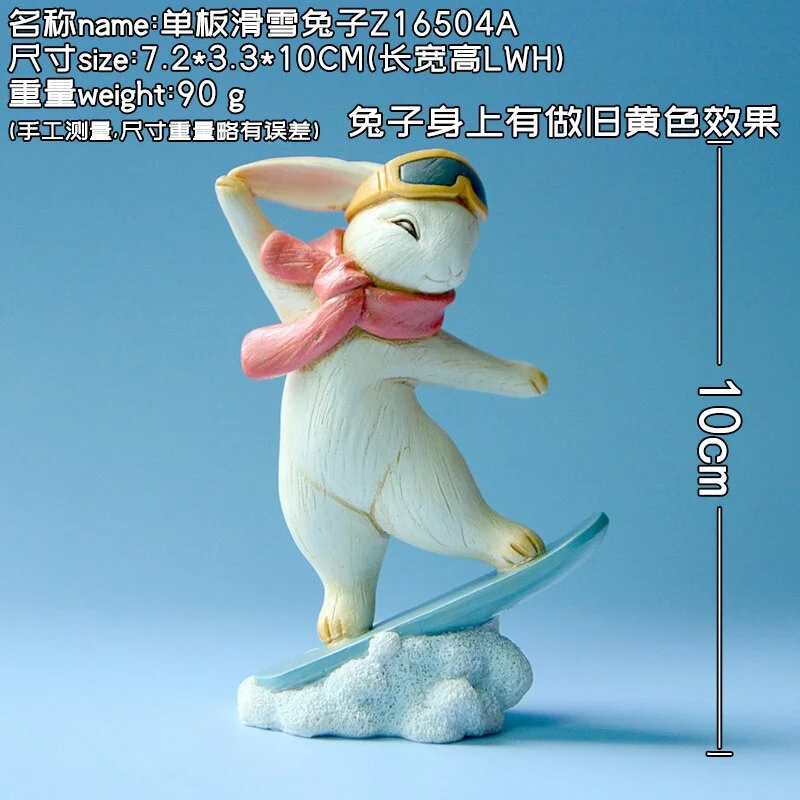 Creative Lovely Rabbit Ornaments Winter Games Competition Sports Figurine Skiing Skating Home Decoration Birthday Gifts
