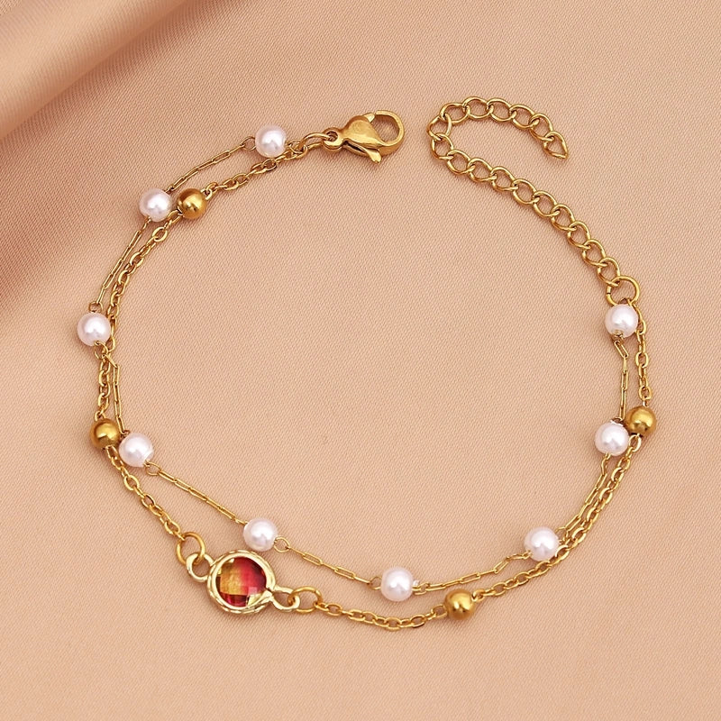 Vacation Geometric Color Block Stainless Steel Resin Copper Inlay Rhinestones Bracelets