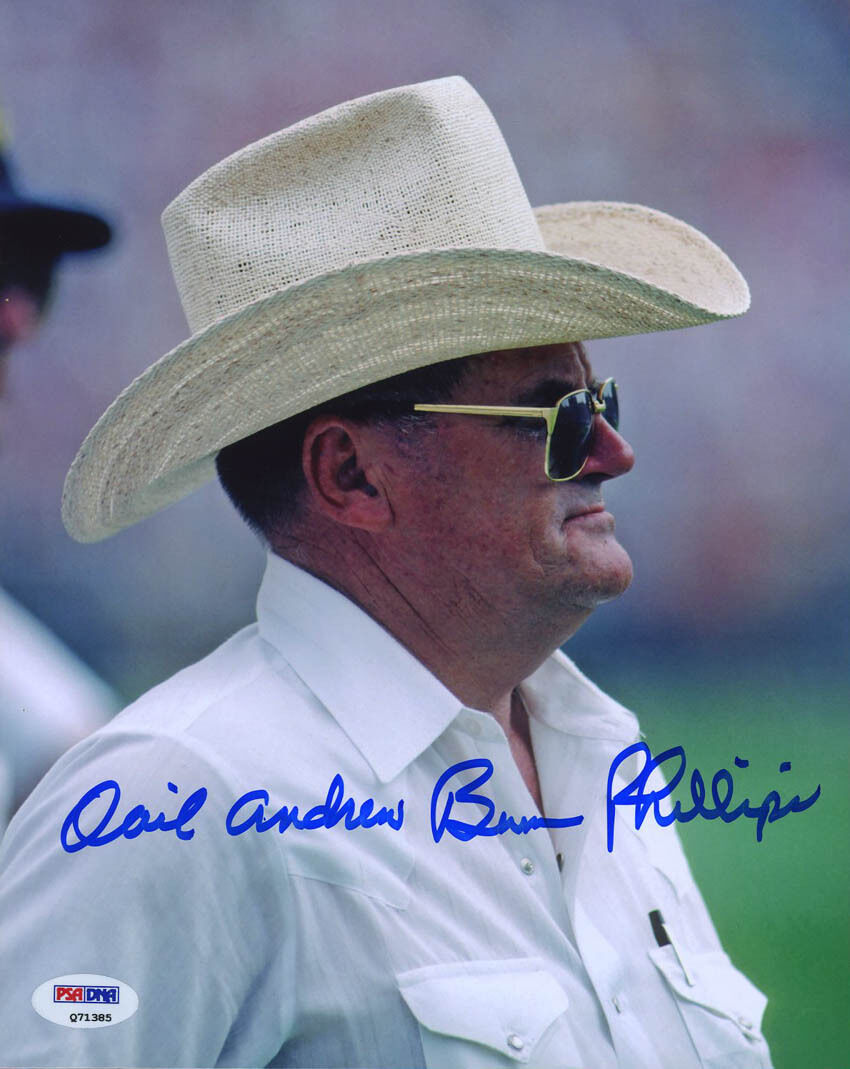 Oail Bum Phillips SIGNED 8x10 Photo Poster painting FULL NAME Houston Oilers PSA/DNA AUTOGRAPHED